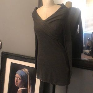 Off the shoulder grey long sweater